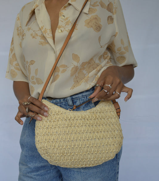 Straw cross bag - light beige