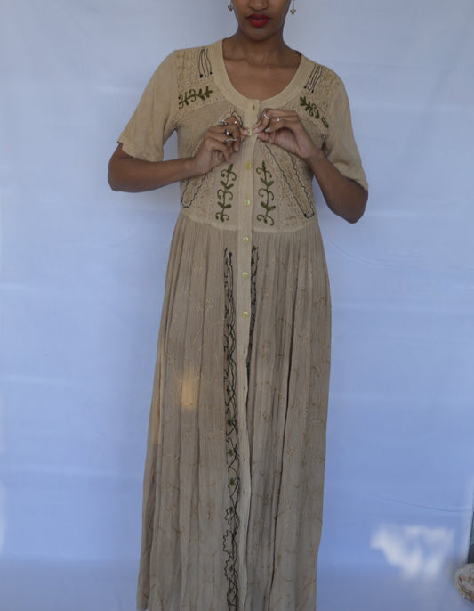 Embroidered Rayon Maxi dress