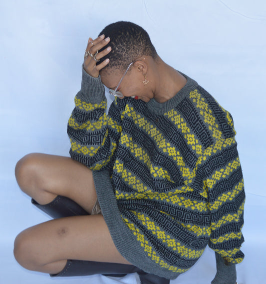 Grey And Yellow Vintage sweater