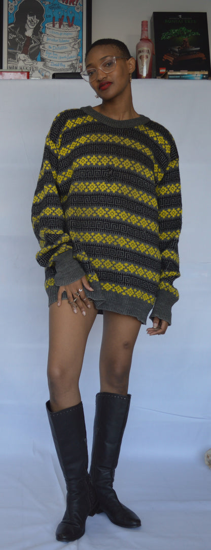 Grey And Yellow Vintage sweater