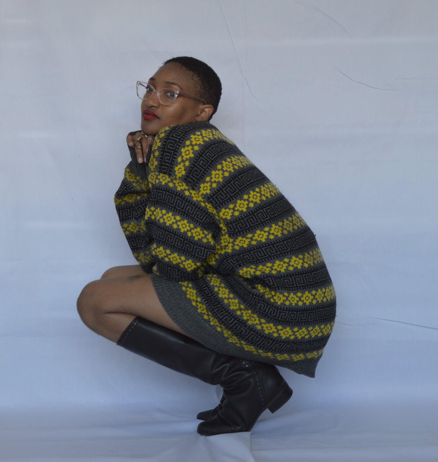 Grey And Yellow Vintage sweater