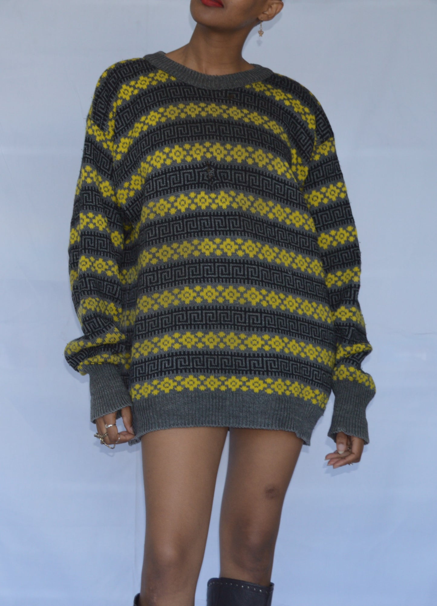 Grey And Yellow Vintage sweater