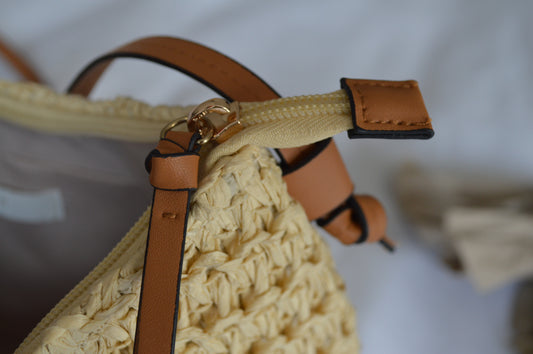 Straw cross bag - light beige