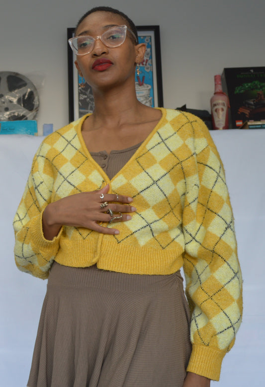 Casual Argyle Pattern button-Down Sweater