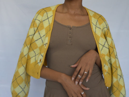 Casual Argyle Pattern button-Down Sweater
